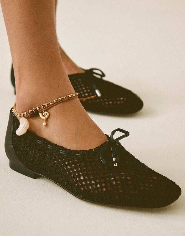 The Mylie Ballet Flat in Fishnet TRUE BLACK