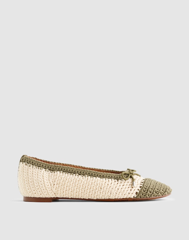 The Hester Flat in Crochet SAFARI KHAKI MULTI