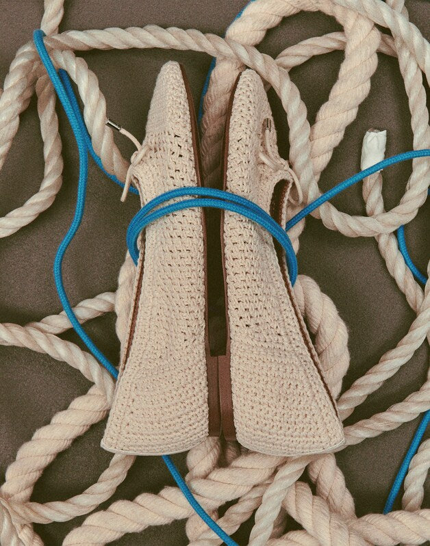 The Hester Flat in Crochet VINTAGE IVORY
