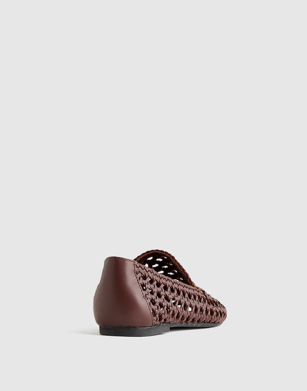The Dolli Loafer in Woven Leather CHERRY WOOD