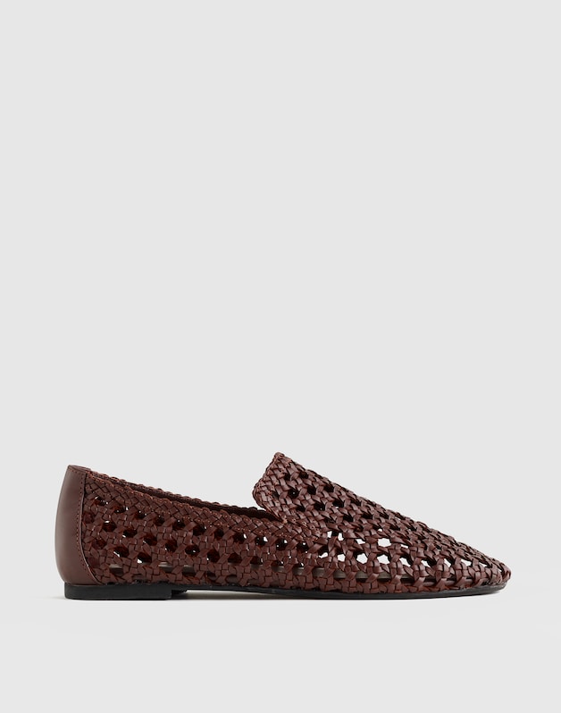The Dolli Loafer in Woven Leather CHERRY WOOD