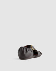 The Greta Fisherman Sandal in Leather DARK CAROB