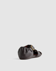 The Greta Fisherman Sandal in Leather DARK CAROB