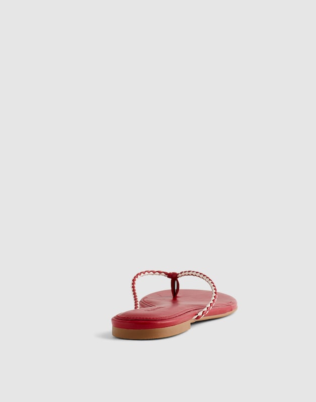 The Iggy Braided Thong Sandal in Leather BRIGHT EMBER MULTI