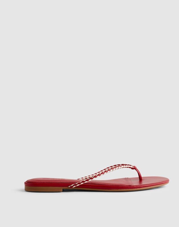 The Iggy Braided Thong Sandal in Leather BRIGHT EMBER MULTI