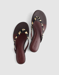 The Iggy Thong Sandal in Zebra-Print Haircalf ESPRESSO BEAN MULTI