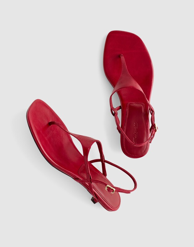 The Chiara Kitten Heel Slingback Sandal in Crinkled Leather WILD CRANBERRY
