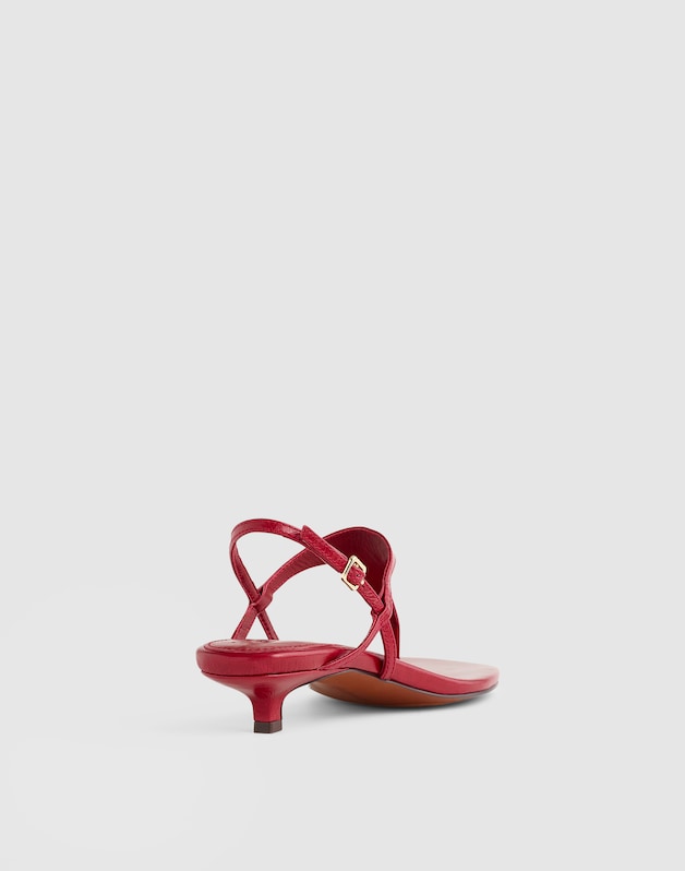 The Chiara Kitten Heel Slingback Sandal in Crinkled Leather WILD CRANBERRY