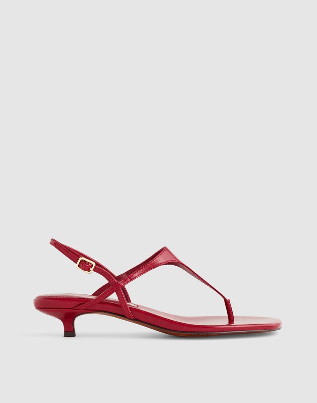The Chiara Kitten Heel Slingback Sandal in Crinkled Leather WILD CRANBERRY