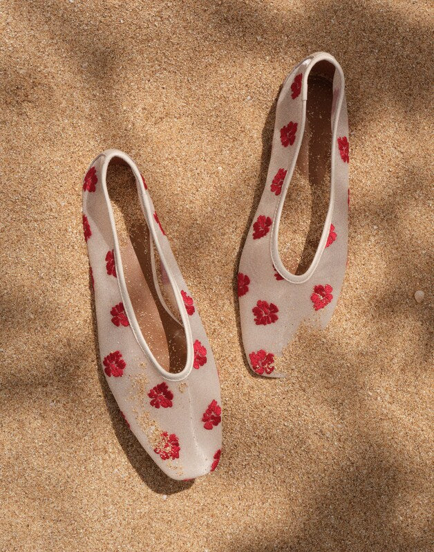 The Mylie Ballet Flat in Mesh VINTAGE IVORY MULTI