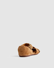 The Greta Fisherman Sandal in Suede AGED COGNAC