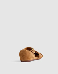 The Greta Fisherman Sandal in Suede AGED COGNAC