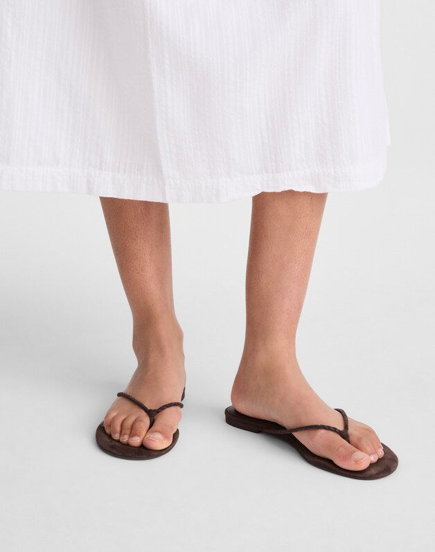 The Iggy Braided Thong Sandal in Suede &amp; Leather DARK CAROB