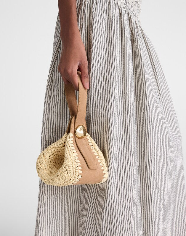 The Sculpted Metal Wristlet Bag AGED COGNAC MULTI