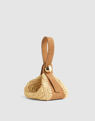 The Sculpted Metal Wristlet Bag AGED COGNAC MULTI