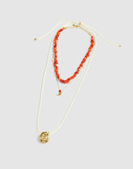 Three-Pack Puka Shell Necklace Set ENAMEL RED