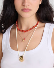 Three-Pack Puka Shell Necklace Set ENAMEL RED