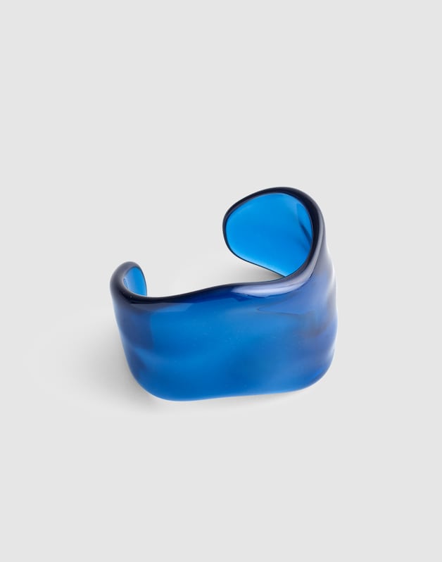 Resin Chunky Wavy Cuff Bracelet RETRO BLUE
