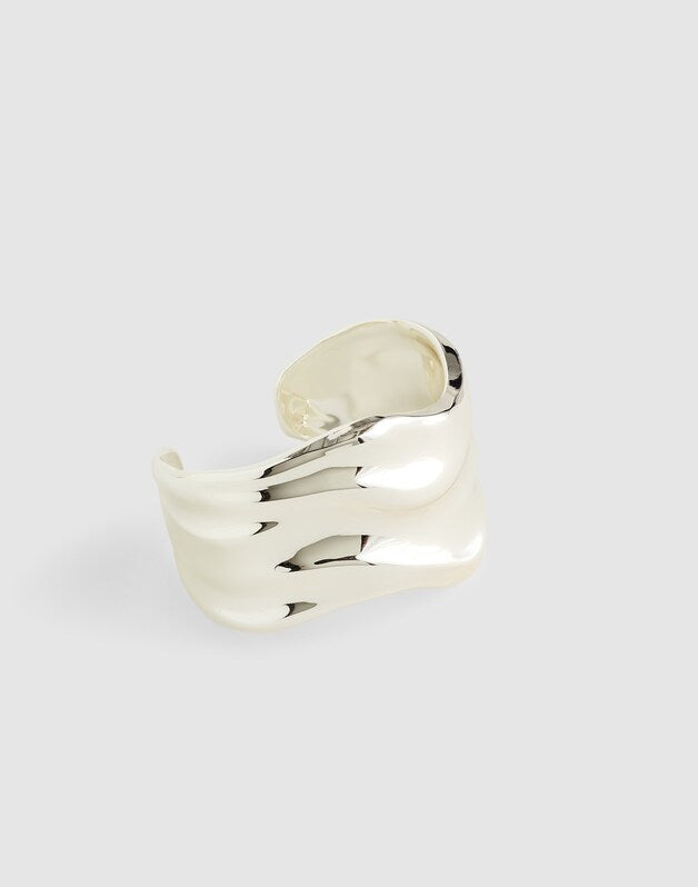 Chunky Wavy Cuff Bracelet WARM SILVER