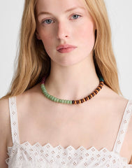 Semiprecious Wood Beaded Choker Necklace ANTIQUE GOLD