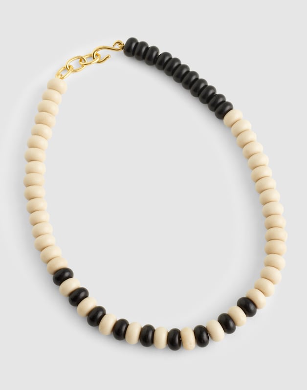 Semiprecious Coral Beaded Choker Necklace ANTIQUE GOLD