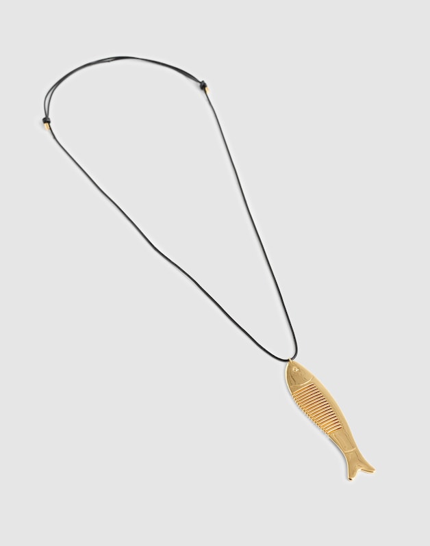 Fish Comb Charm Necklace ANTIQUE GOLD