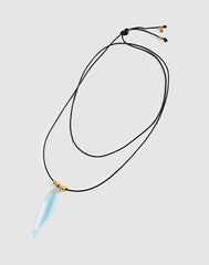 Fish Charm Leather Cord Necklace FROSTED SKY