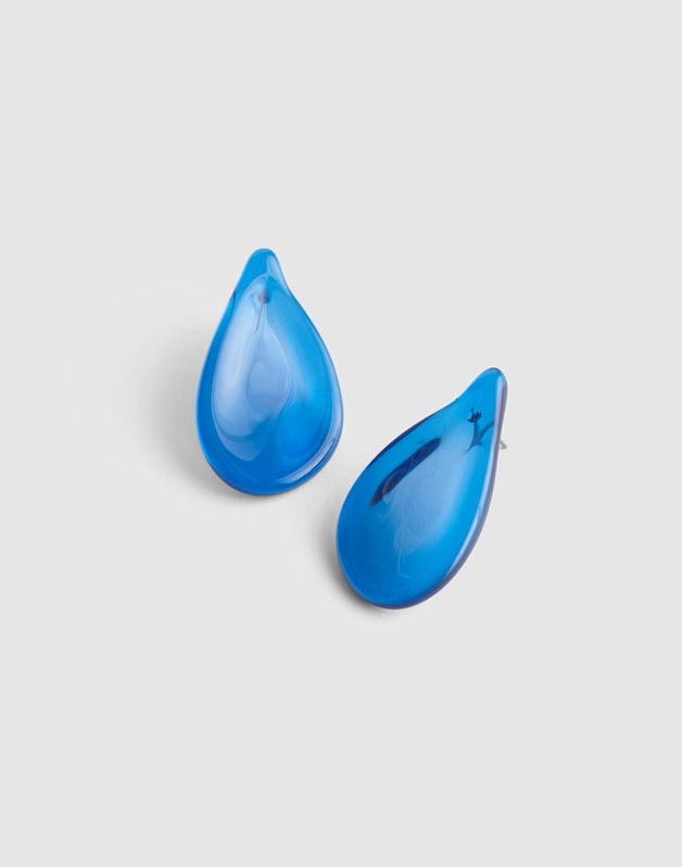 Resin Droplet Stud Earrings RETRO BLUE