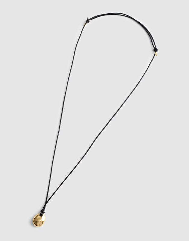 Sculptural Pendant Leather Necklace ANTIQUE GOLD