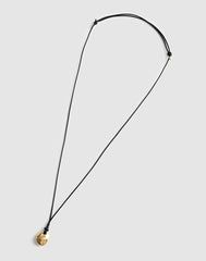 Sculptural Pendant Leather Necklace ANTIQUE GOLD