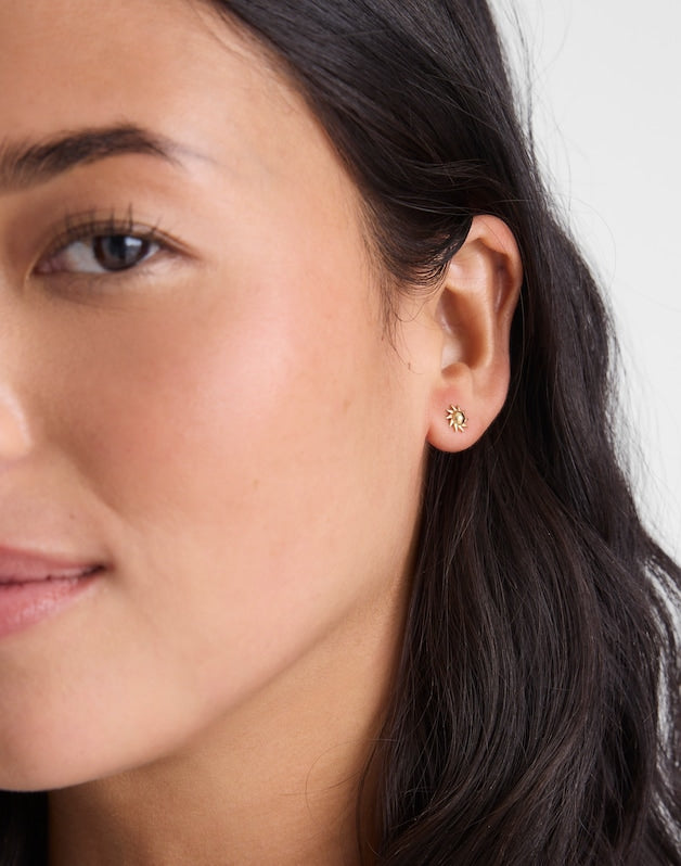 Demi-Fine Sun Stud Earrings 14K GOLD