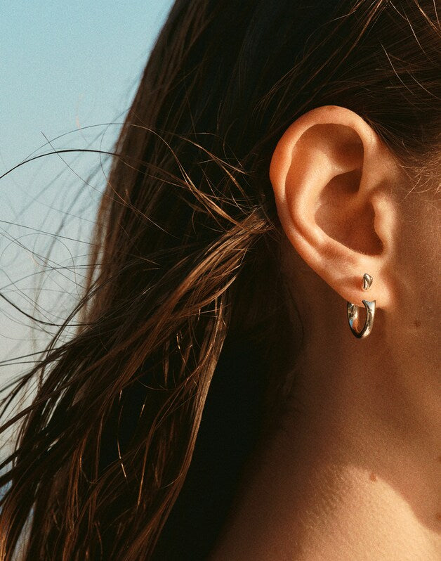Fish Split Hoop Earrings WARM SILVER
