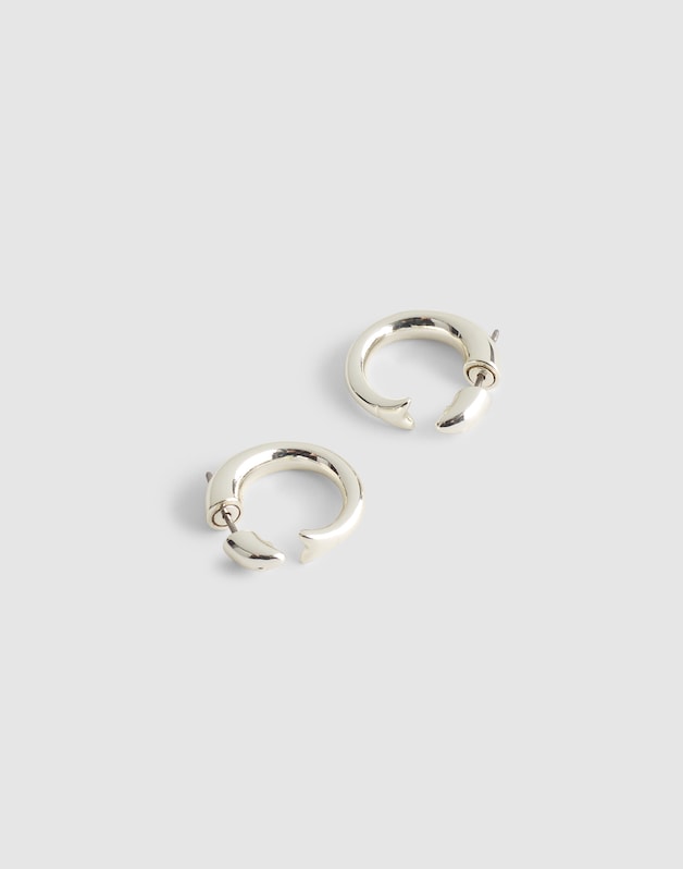 Fish Split Hoop Earrings WARM SILVER