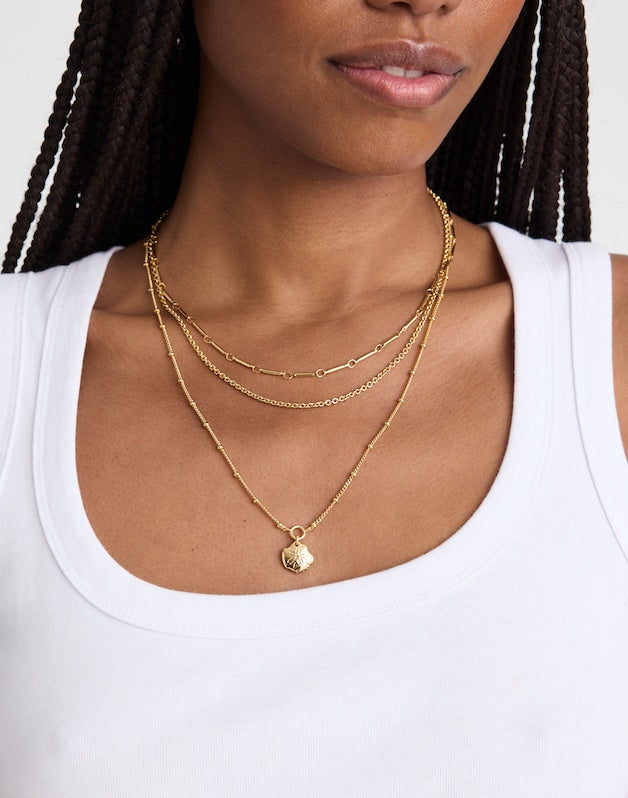 Three-Pack Sand Dollar Necklace Set ANTIQUE GOLD