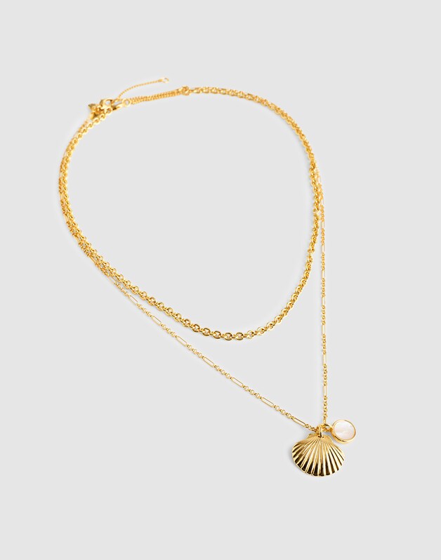 Two-Pack Mother-of-Pearl Necklace Set ANTIQUE GOLD