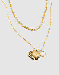Two-Pack Mother-of-Pearl Necklace Set ANTIQUE GOLD