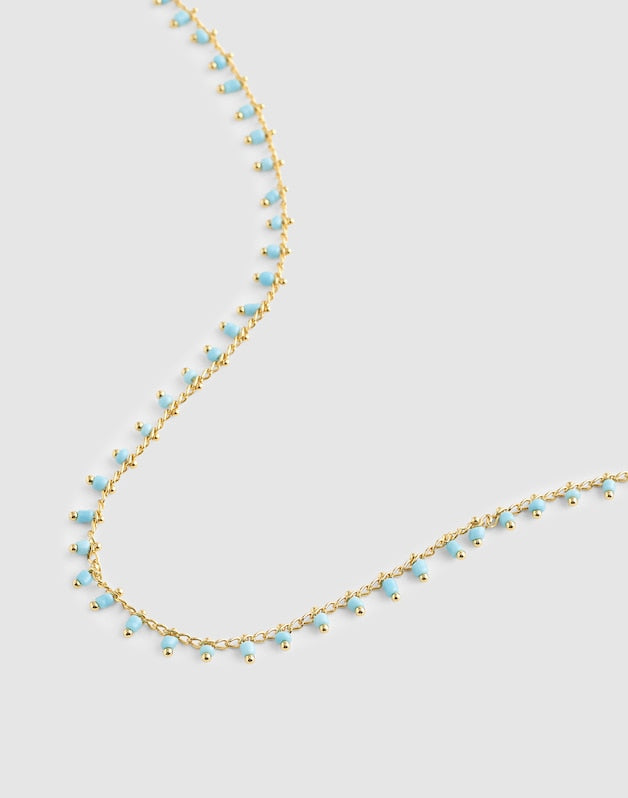Enamel Chain Choker Necklace TURQUOISE MULTI
