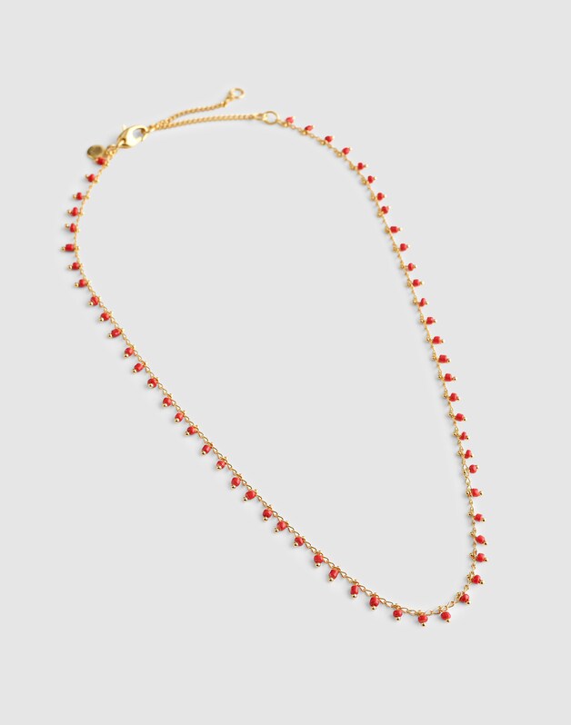 Enamel Chain Choker Necklace VARSITY RED