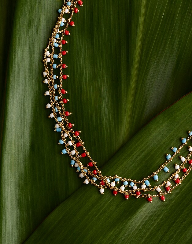 Enamel Chain Choker Necklace VARSITY RED