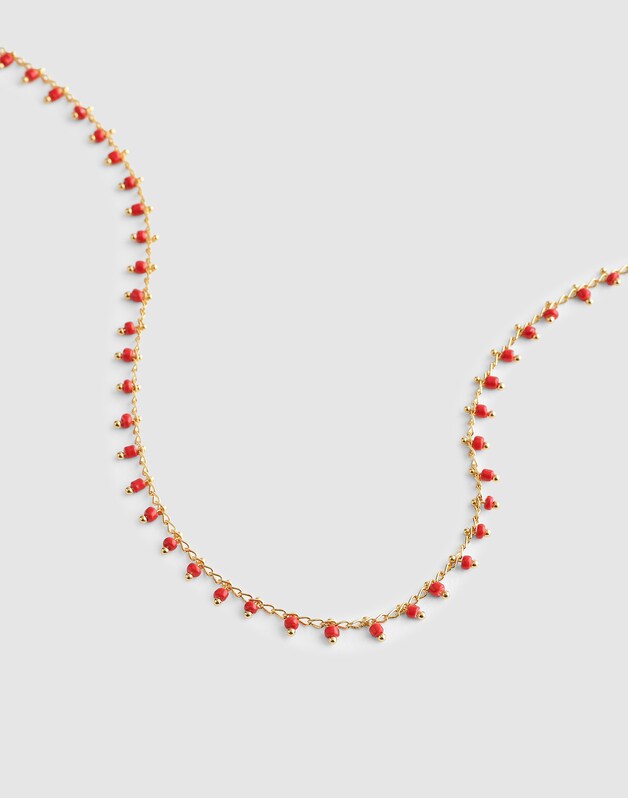 Enamel Chain Choker Necklace VARSITY RED