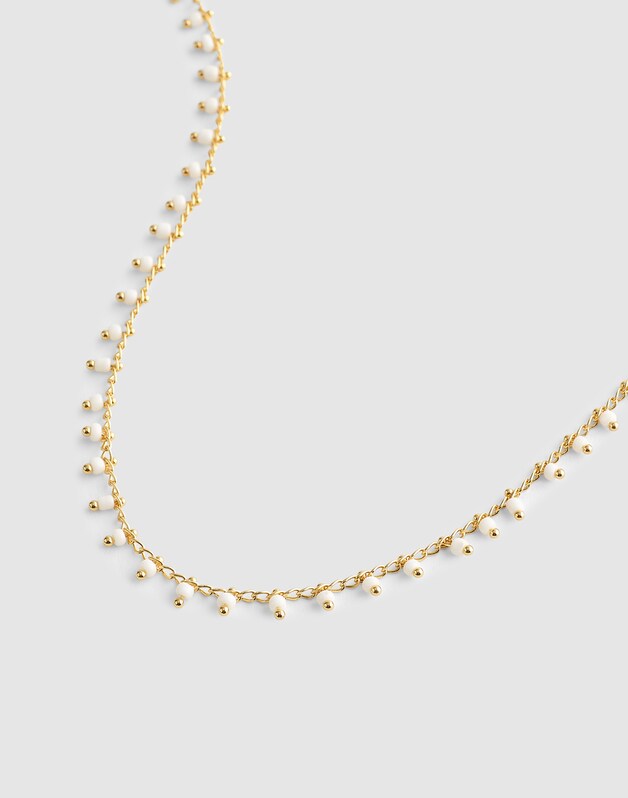 Enamel Chain Choker Necklace WHITE