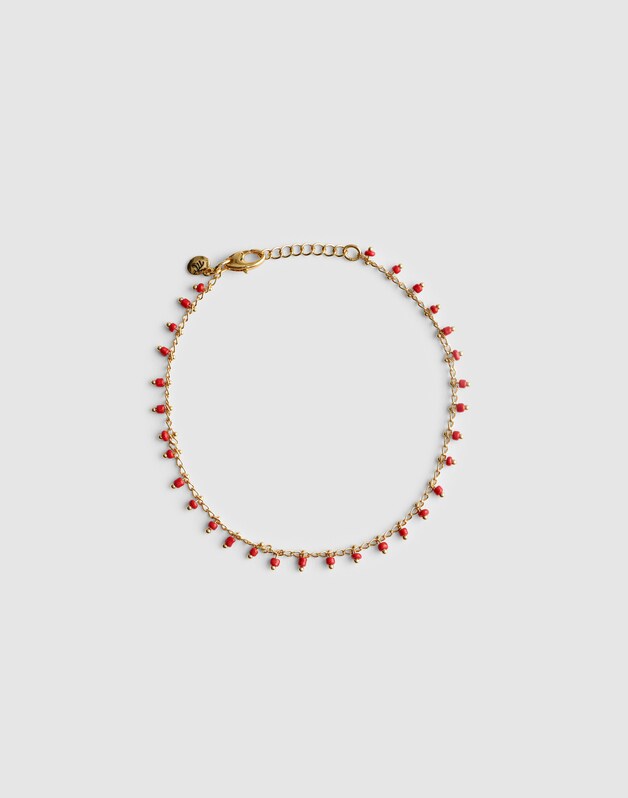 Enamel Chain Anklet VARSITY RED