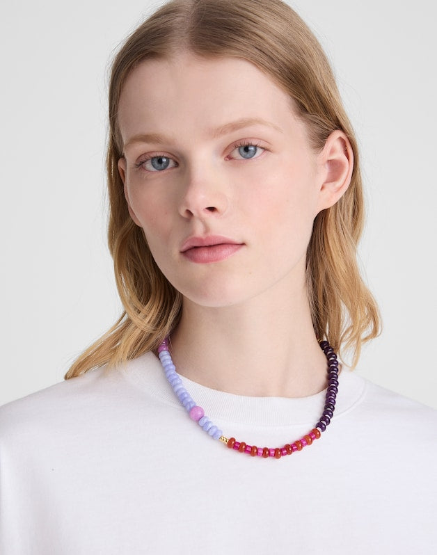 Semiprecious Beaded Choker Necklace WARM WISTERIA