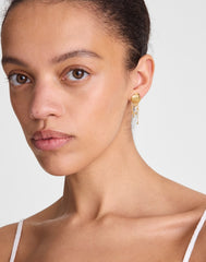 Shell Stacked Chain Stud Earrings ANTIQUE GOLD