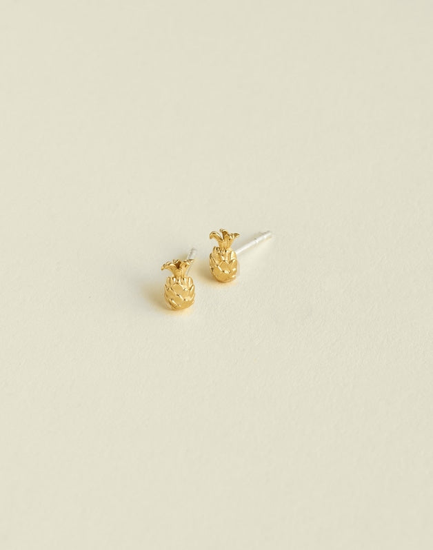Demi-Fine Pineapple Stud Earrings 14K GOLD