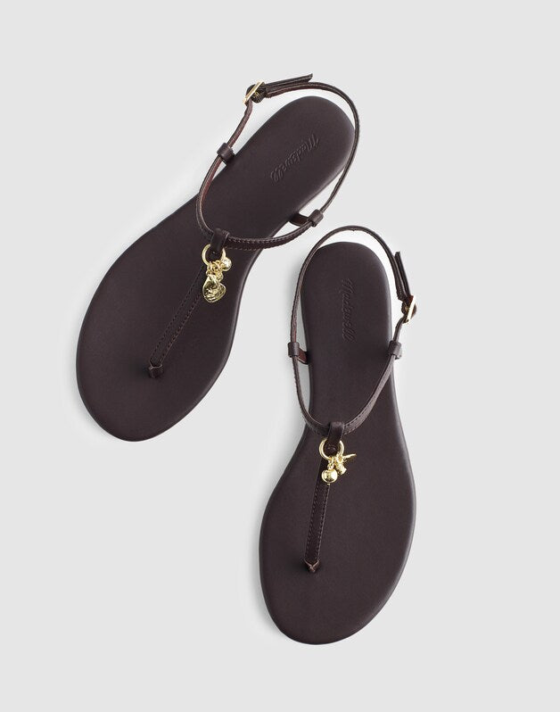 Madewell x Shopbop Iggy Charm T-Strap Sandal in Leather COFFEE BEAN