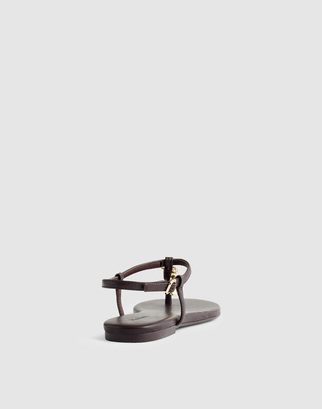 Madewell x Shopbop Iggy Charm T-Strap Sandal in Leather COFFEE BEAN