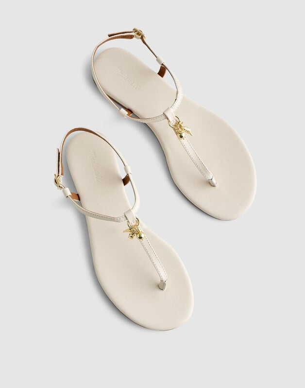 Madewell x Shopbop Iggy Charm T-Strap Sandal in Leather VINTAGE IVORY
