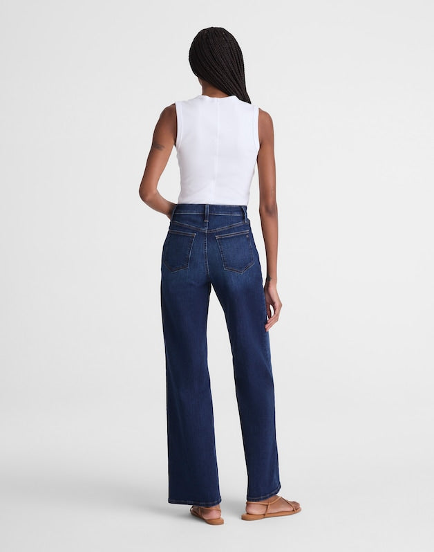 The Short Wide-Leg Jean in Super Stretch Denim DEEP OCEAN WASH