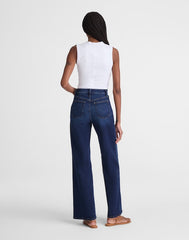 The Short Wide-Leg Jean in Super Stretch Denim DEEP OCEAN WASH
